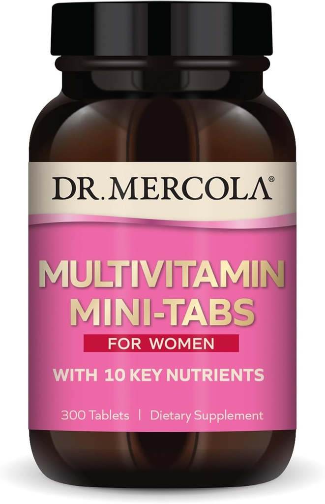 Dr. Mercola Multivitamin Mini-Tabs for Women, 30 Hizmet (300 Tablet), 10 Key Nutrients ile Destekler Optimal Kadın Sağlığı, Non-GMOMO