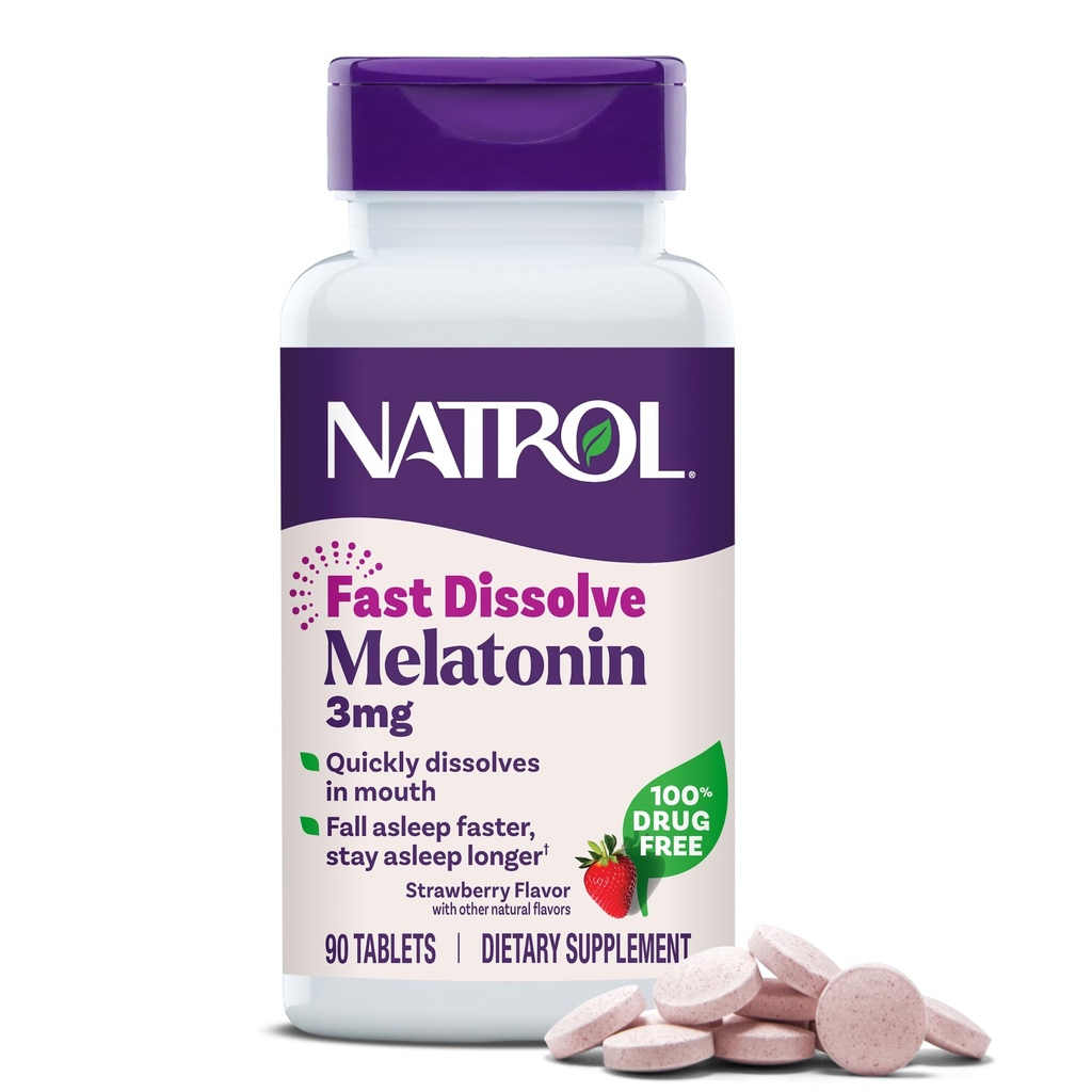 Natrol 3 mg Hızlı Dissolve Tabletleri Melatonin Strawberry Flavor