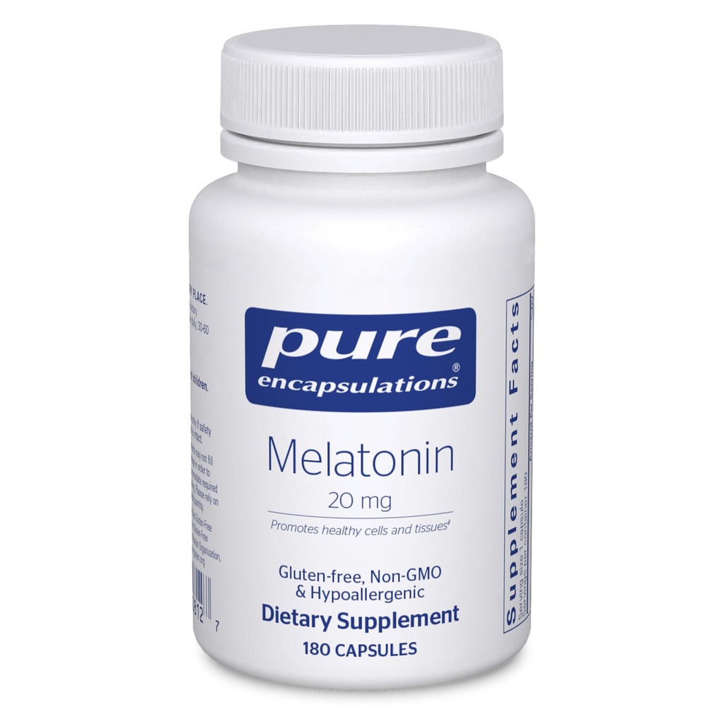 Pure Encapsulations Melatonin 20 mg - Not Intended for Sleep Support - for Immune System & Healthy Cells - 99.5% Purity Melatonin - Gluten Free & Non-GMO - 180 Capsules