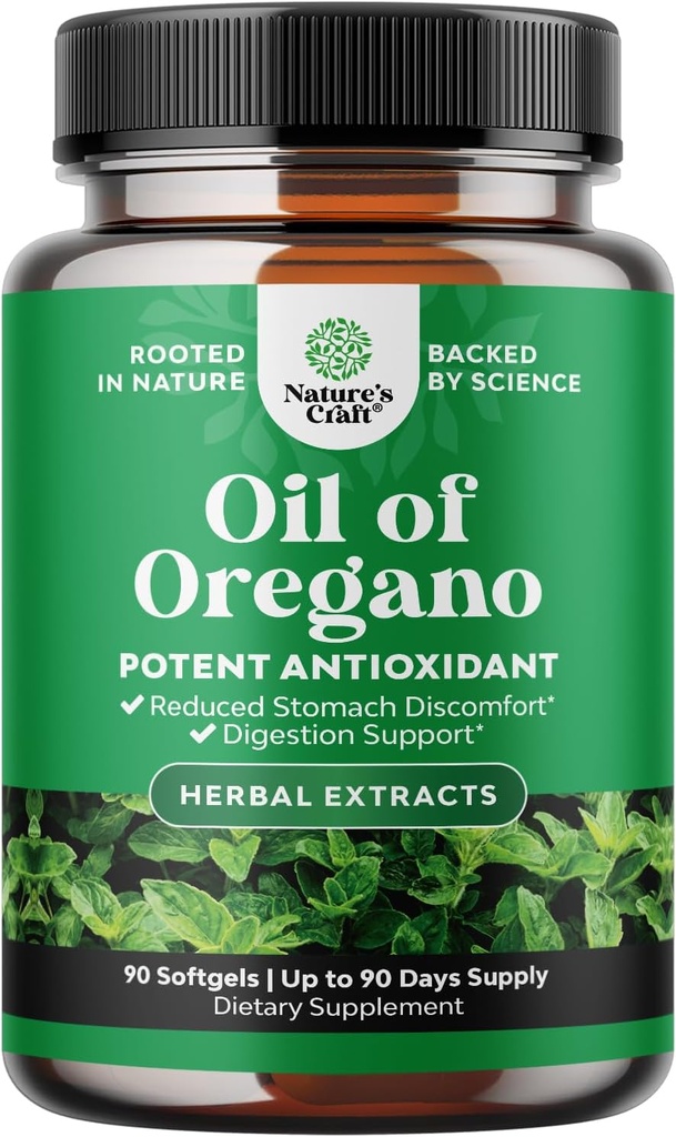 Wild Oil of Oregano Softgels - Gentle Detox for Immune Support - Συμπυκνωμένο Oregano Oil Softgels with Carvacrol 70% - Eases Digestion, Gut Balance & Cleanse Body - Trusted Herbal Supplements - 90 Ct
