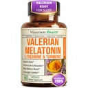 Melatonin 3 mg L-Theanine & Valerian Root – Turmeric Curcumin Supplement with Ginger & Black Pepper – Organik Turmeric Supplement for Sleep, Calm and Stress Relief Support – 60 Capsules