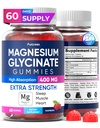 Μαγνήσιο Γλυκινικό Gummies 400mg, Υψηλής Απορρόφησης συμπλήρωμα μαγνησίου για γυναίκες, άνδρες και παιδιά, μυϊκή υποστήριξη και χαλάρωση, ζάχαρη δωρεάν, Vegan, 60 ημέρες προσφοράς