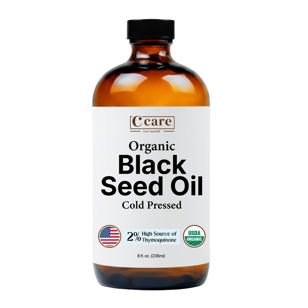 Black Seed Oil Organic Cold Pressed Unrefined Glass Şişe | USDA Sertifikalı Organik Siyah Cumin Tohum Petrol | Yüksek Senmoquinone Omega 3 6 9 | For Immune Support, Ortaklar, Digestion, Hair & Skin | 8 Fl oz