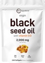 Mikro Malzemeler D3 1000 IU, 240 Softgels | 2.000 mg Siyah Tohum Yağı | Nigella Sativa Petrol | 2in-1 Unrefined Seed Oil Formula | Non-GMO, cGMP Üretildi