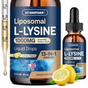 Liposomal L-lysine 1000MG Liquid Drops, 13-in-1 Lysine Supplements – Monolaurin, Olive Leaf Extract with Vitamin C, B6, D3, B12 & Çinko for Collagen, Lip, Skin & Immune Support for Kids & Yetişkinler, 2oz