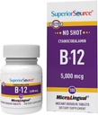 Üstün Kaynak No Shot Vitamin B-12 Cyanocobalamin 5000 mcg - Vitamin B-12 Enerji Üretimi, Beyin Sağlığı ve Genel Wellness - Sublingual Tabletler - 100 Dissolvable Tabletler - 100 Dissolvable Tabletler