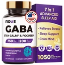 GABA L-Theanine Ashwagandha - 1050 mg Meeting - ABD'de yapılan - Gelişmiş Uyku Yardımı ve Calm-, 5-HTP, B6 & B12, GABA (Gamma Aminobutyric Acid) Tamam - Melatonin-Free & Non-Habit