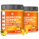 (2 Pack) Χωρίς ζάχαρη Quercetin με Bromelain Gummies για παιδιά & ενήλικες - Ανοσοποιητικό, Αντιοξειδωτικό, Εποχική Υποστήριξη, 1000mg Quercetin Συμπληρώματα με Bromelain, Ψευδάργυρο, Elderberry, Βιταμίνη C D3 E, 120 Count