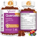 Quercetin Gummies, Quercetin, C Çinko, Bromelain, Elderberry ve D vitamini ile, Immune Support Yetişkinler Çocuklar, Kadınlar 120 Gummies Chewableable