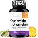 Quercetin with Bromelain Vegetarian Supplement Capsules | 120 Kont (1000 mg Per 2400 GDU/g) | Destekler Sağlıklı Immune Sistemi, Mevsimsel Antioksit Desteği ile Yardımcı Oldu | Yüksek Apsiyon Antioksit