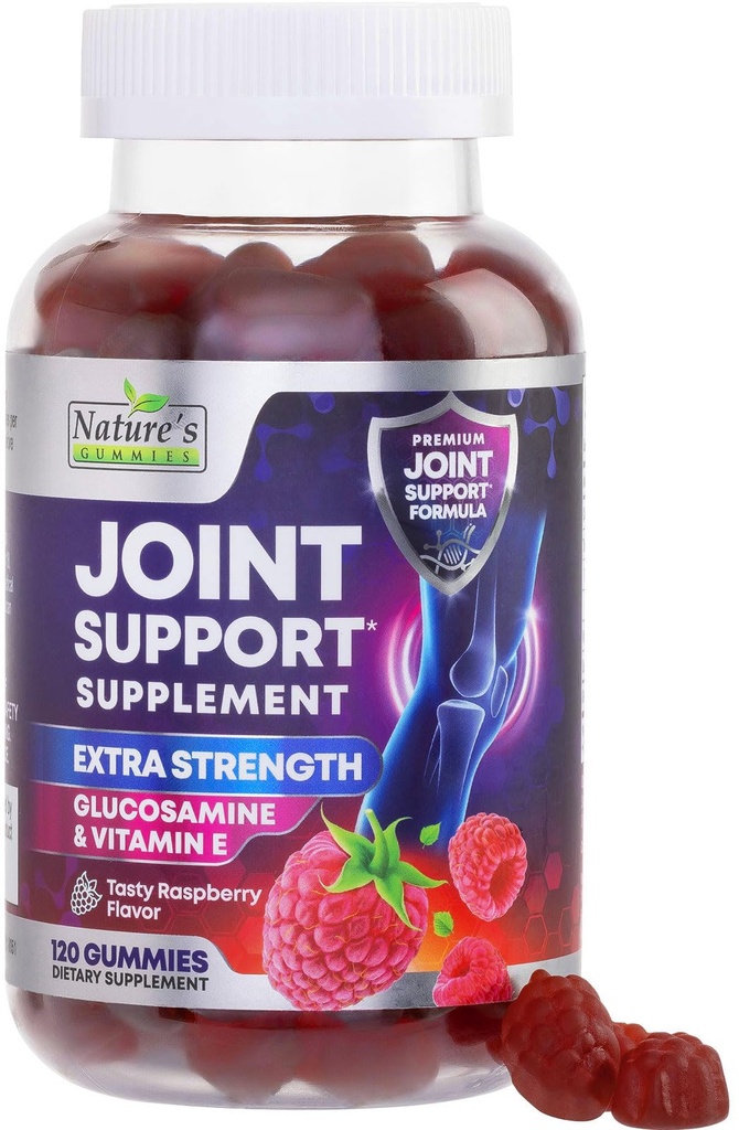 Ortak Destek Supplement - Ekstra Kuvvetli Glucosamin Gummy Supports Ortaks Health & Flexability for Back, Dizler, Hands - Doğal Vitamin E Immune Support - Kadınlar ve Erkekler için En İyi Gummies - 120 Gummies