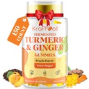 5 Moon Supply Turmeric and Ginger Gummies with Black Pepper, Fermented Turmeric for Joint Comfort & Mobility, Sugar-Free with Vitamin D3 + K2, Natural Peach Flavor – 150 Gummies