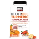 Kuvvet Faktörü Daha İyi Turmeric Maksimum Ortak Destek, Ginger ile Hareketliliği Desteklemek için 1075 mg Curcumin, Flexability & Comfort, Chews More Than Turmeric Gummies, Fruit, 60 Soft Chews