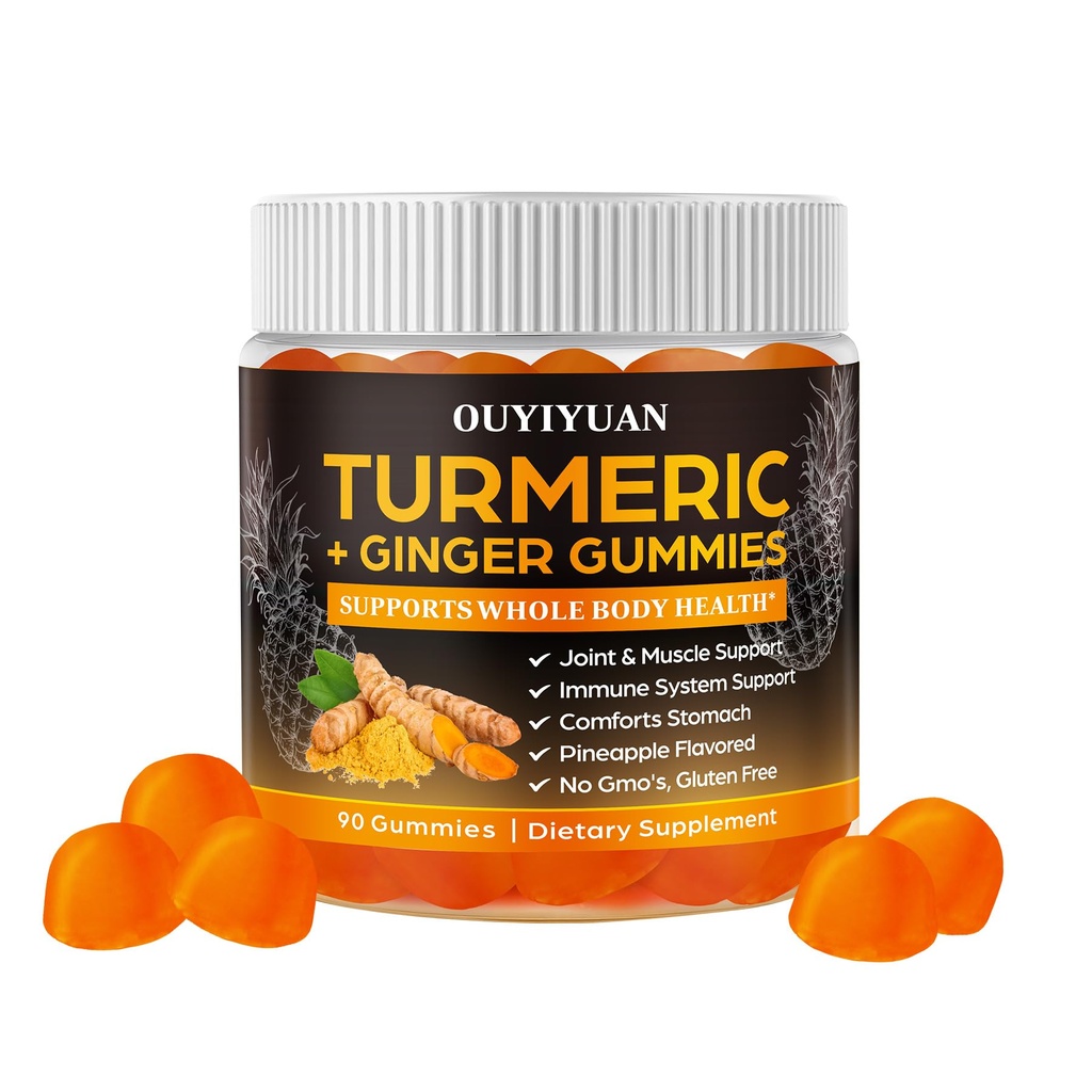 Turmeric Gummies, Κοινή & Μυϊκή Ανακούφιση + Ανοσολογική Υποστήριξη, Φυσική Ανανάς Γεύση, Μη Γλουτένη Γλουτένη, 90 Gummies