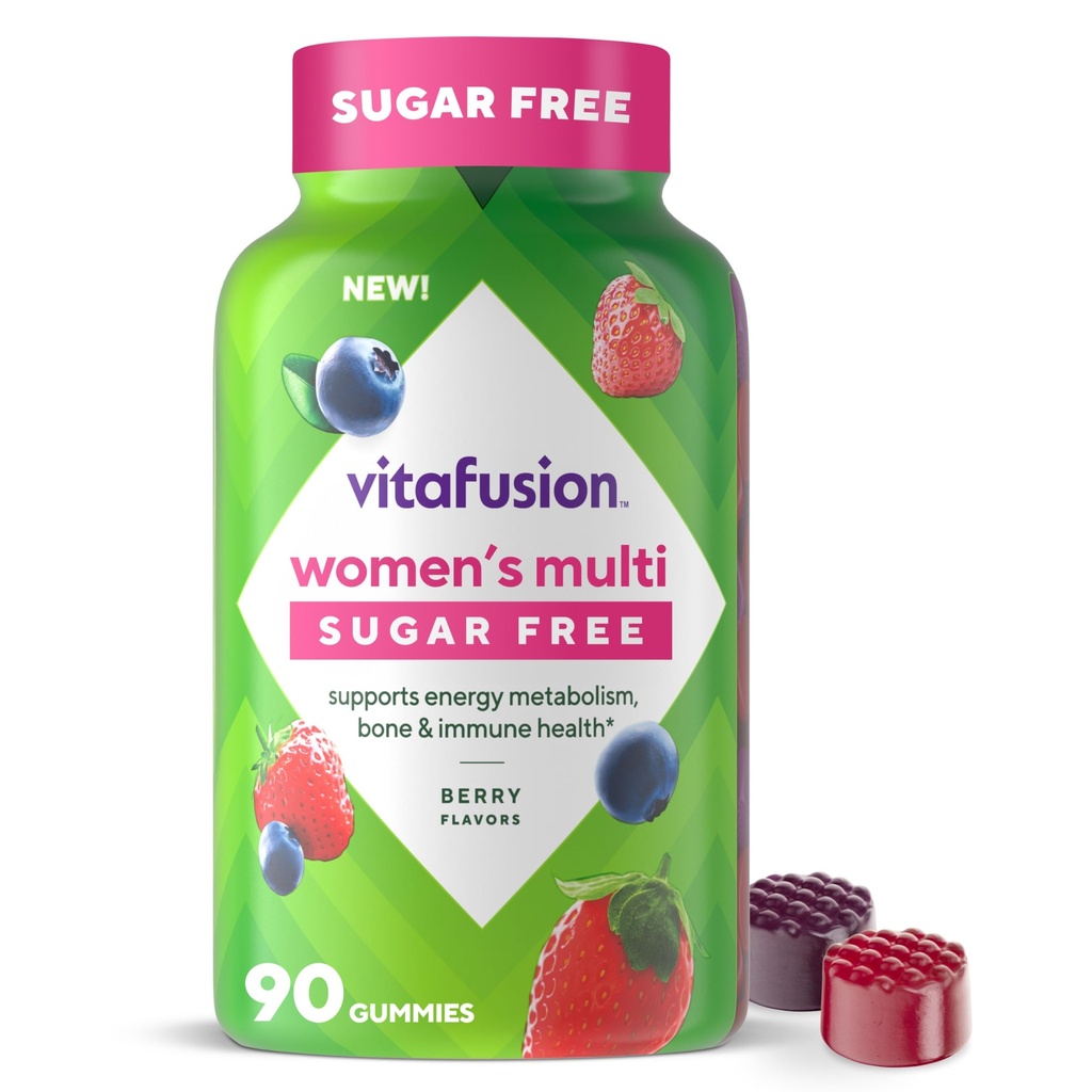 Vitafusion Γυναικεία ζάχαρη δωρεάν Καθημερινή Multivitamin συμπλήρωμα, Keto Διατροφή Φιλική Ενηλίκων Gummy Βιταμίνη για την ενέργεια, τα οστά και ανοσοποιητική υποστήριξη*, 90 Count