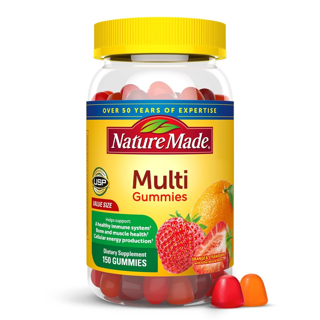 Nature Made Multivitamin Gummies, Mens & Womens Gummy Vitamins & Minerals, Yetişkin Multivitamin Gummy, Daily Nutritional Support, 150 Vitamin Gummies, 75 Day Supply