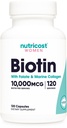 Nutricost Biotin for Women 10.00006 120 Capsules - Folate & Collagen, Gluten Free & Non-GMO