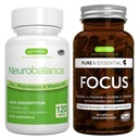 Nörobalance + Focus Brain Branson Vegan Atkins, High Abxia Magnezyum & B6 + Caffeine, Amino Asits & Metilated B-Vitamins, by Igennus