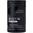 Sports Research® Biotin 250006 with Organic Coconut Oil - Biotin (Vitamin B7) for Health Skin and Hair Support* - for Women and Men - Vegan, Non-GMO, Gluten & Soy-Free - 120 Veggie Softgels