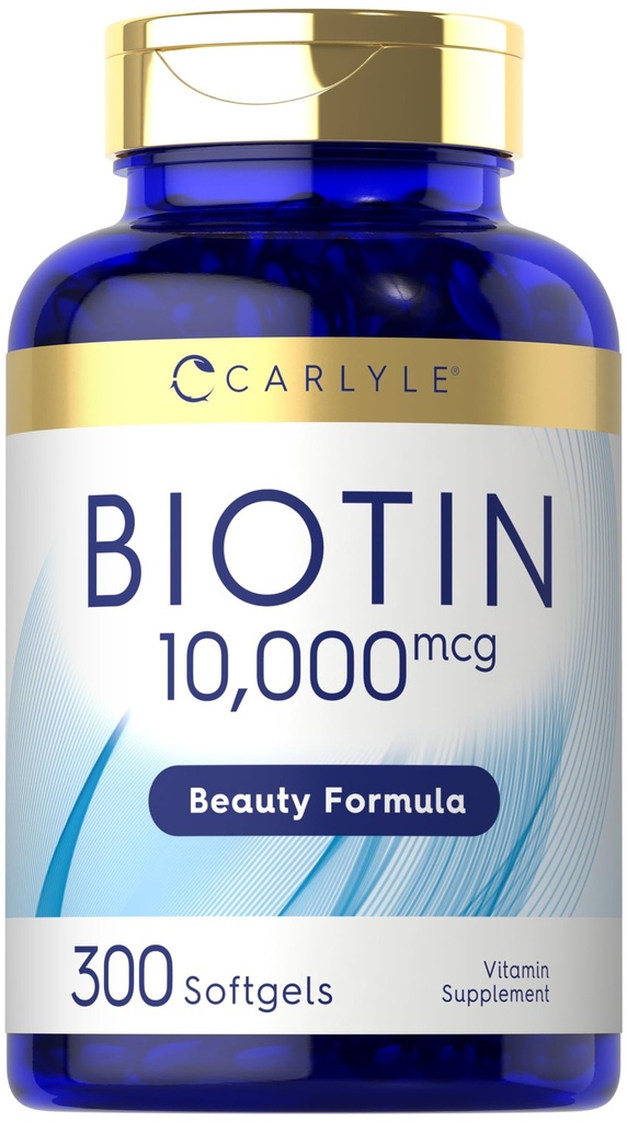 Carlyle Biotin 1000006 | 300 Softgels | Max Strength for Hair, Skin, and Nails | Non-GMO, Gluten Free Supplement Supplement Supplement