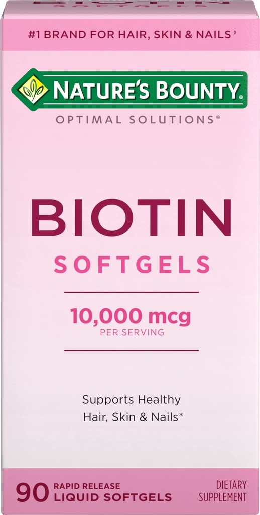 Nature's Bounty Biotin 1000006 Supplement, Sağlıklı Saç, Skin ve Nails, Biotin ile Optimal Çözümleri Saç Vitamini, 90 Hızlı Yayın Sıvı Yumuşakgels