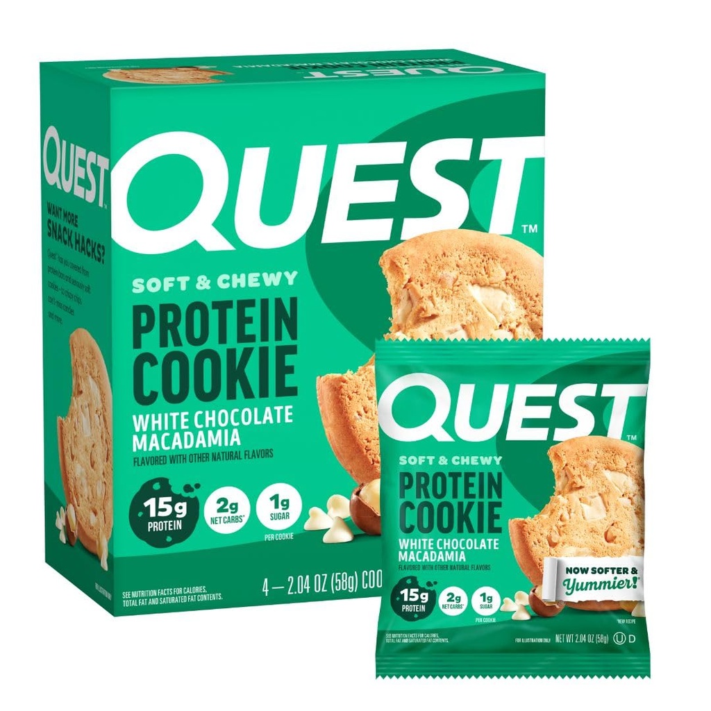 Quest Nutrition White Chocolate Macadamia proteini, 15g protein, 1g Sugar, 2g Net Carbs, Keto Friendly, High protein, Low Carb; 4 Count