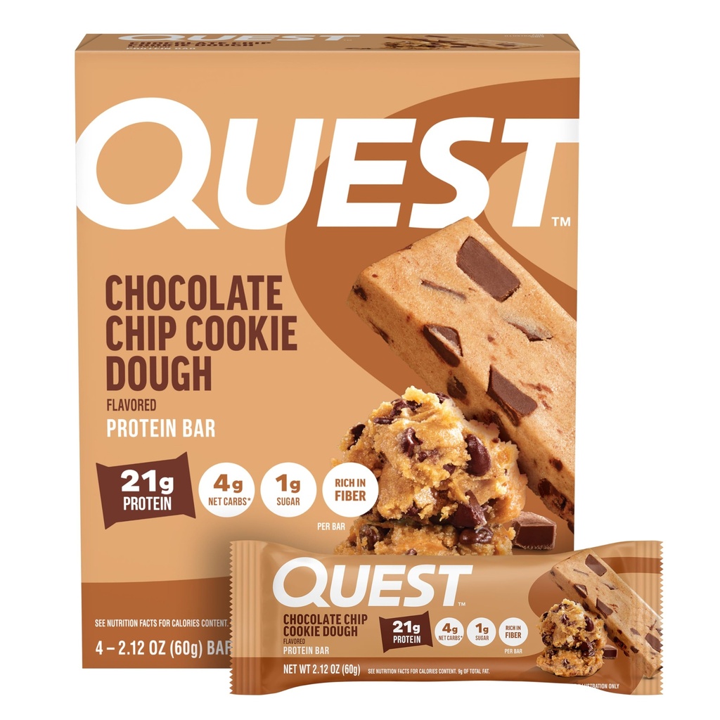 Kanser Chip Cookie Dough Protein Bars, 21g protein, 4, Net Carbs, 1g Sugar, High Fiber, Gluten Free, Keto Friendly, 4 Kont 4