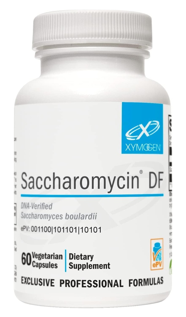 XYMOGEN Saccharmisin 10B - Stomach Acid-Resistant, DNA-Doğrulanmış Saccharomyces boulardii - Süt Free Yeast Probiyotiks for Gut Support & Immune Health - Eski Saccharmisin DF (60 Capsules)