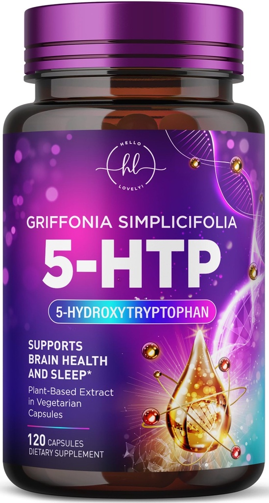 5-HTP Supplement - hizmet başına 200 mg - Griffonia Simplicifolia'dan Ekstra Kuvvet 5HTP - Destekler Restful Sleep, Natural Calm & Brain Health - 5 Hydroxytryptophan - ABD'de Şişelendi - 120 Capsules