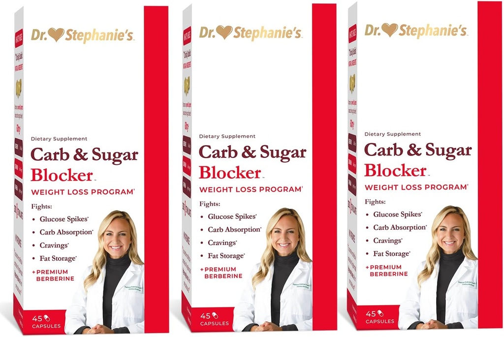 Dr. Stephanie's Mealtime Carb & Sugar Blocker - Digested Carbs, Sugars, & Calories, Stimulant-Free (3 Pack)