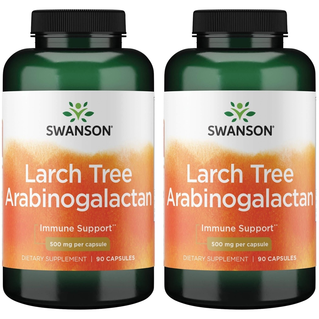 Swanson Larch Tree Arapinogalactan 500 mg 90 Caps (2 Pack)
