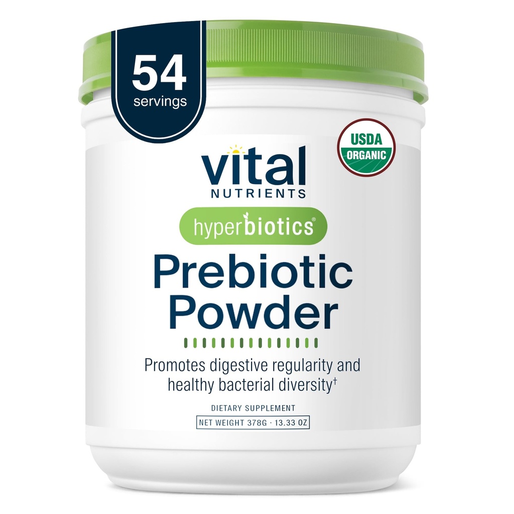 Hiperbiyotikler Vital Nutrients Organik Prebiyotik Fiber Toz | Gut Health ve Digestive Regularity | Kadın ve Erkekler için Özel Fiber Supplement | Vegan Organik Fiber Toz | 54 Hizmet