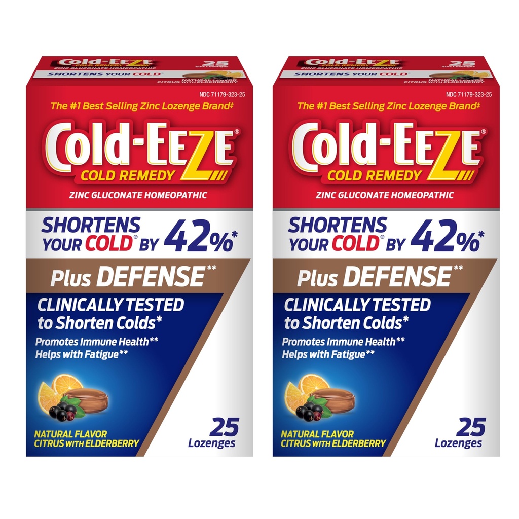 Cold-Eeze Plus Defense Natural Citrus with Elderberry Çinko Lozenges, Common Cold, Sambucus Nigra, Echinacea ve Rose Hips, 25 Ct, 2 Paket