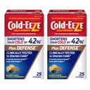 Cold-Eeze Plus Defense Φυσικό εσπεριδοειδές με λοβούς ψευδάργυρου Elderberry, μειώνει τη διάρκεια του κοινού κρυολογήματος, Sambucus Nigra, Echinacea και Rose Hips, 25 Ct, Pack of 2