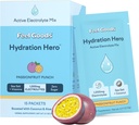 Feel Goods Hydration Hero, 1000mg Ηλεκτρολυτών σκόνη, Χωρίς ζάχαρη, Μαγνήσιο, Βιολογική Αλόη Βέρα, L Θεανίνη, Βιταμίνη C & B12, Keto, Vegan, Ηλεκτρολυτές Packets, Πάθος Punch Φρούτων, 15 Count