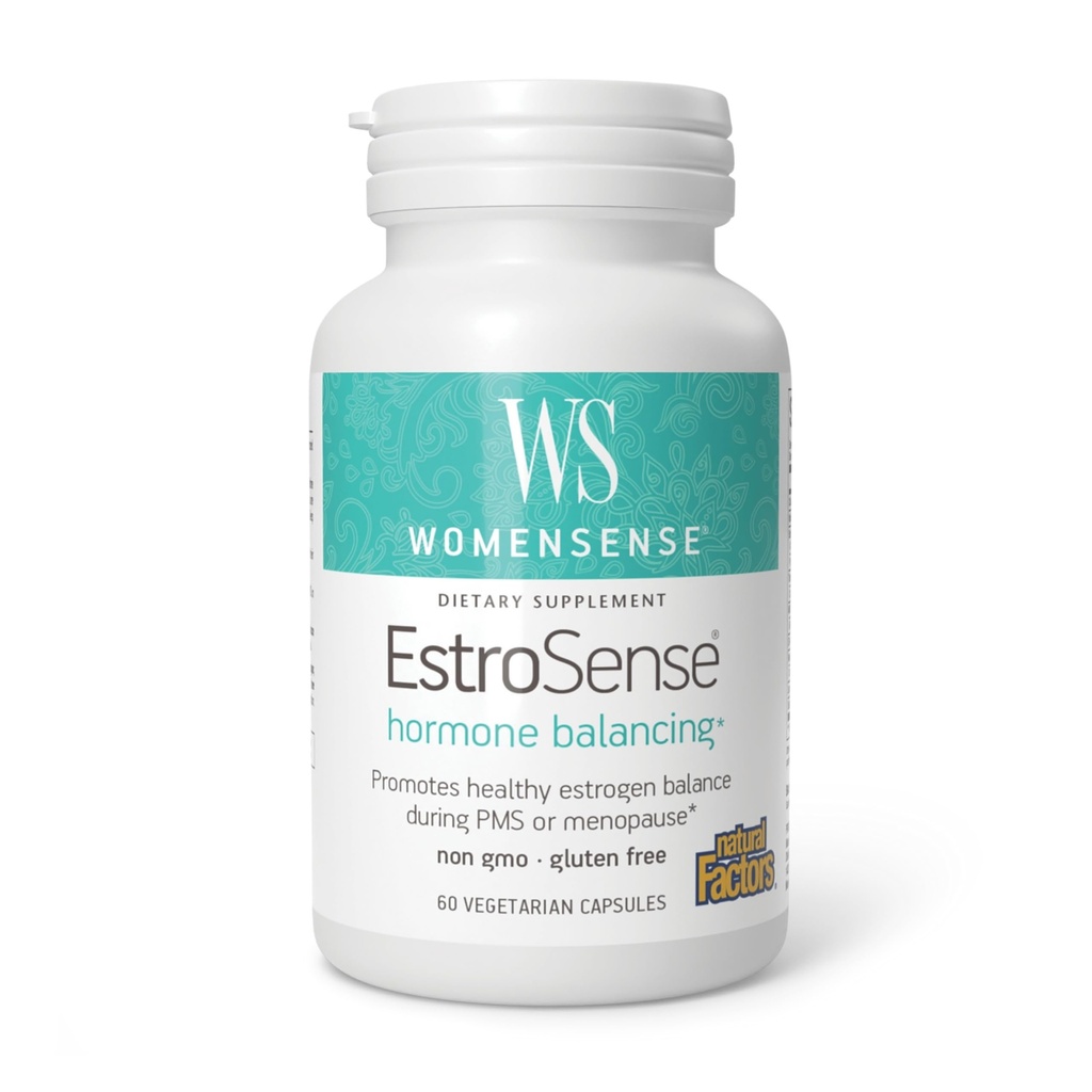 WomenSense EstroSense by Natural Factors, Natural Supplement to Support Estrogen and Hormon Balance during PMS or Menopause, Vegan, Non-GMO, 60 Capsules