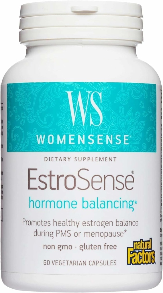 WomenSense EstroSense by Natural Factors, Natural Supplement to Support Estrogen and Hormon Balance during PMS or Menopause, Vegan, Non-GMO, 60 Capsules