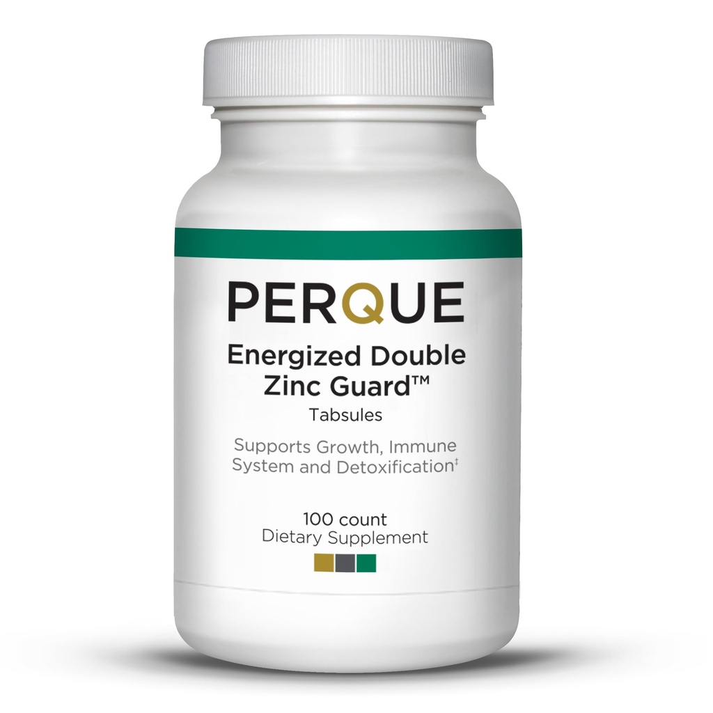 PERQUE Energized Double Çinko Guard 100 Tabs - Picolinate & Citrate ile Çift Karbon Tamamı - Destekler Immune, Skin & Hücre Sağlığı - Yüksek-Abpsiyon, Non-GMO, Gluten-Free Formula - 100ct