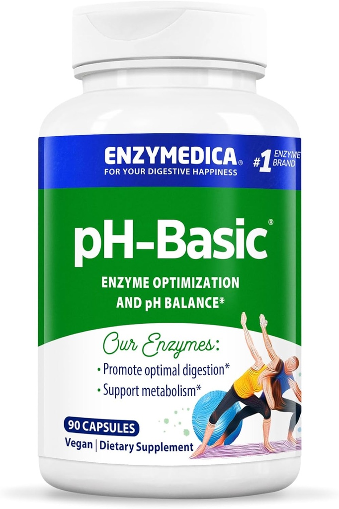 Enzymedica, pH-Basic, Includes Digestive Enzymes, Nutrients & Herbs, Supports Healthy Digestion & pH Balance, 90 Count