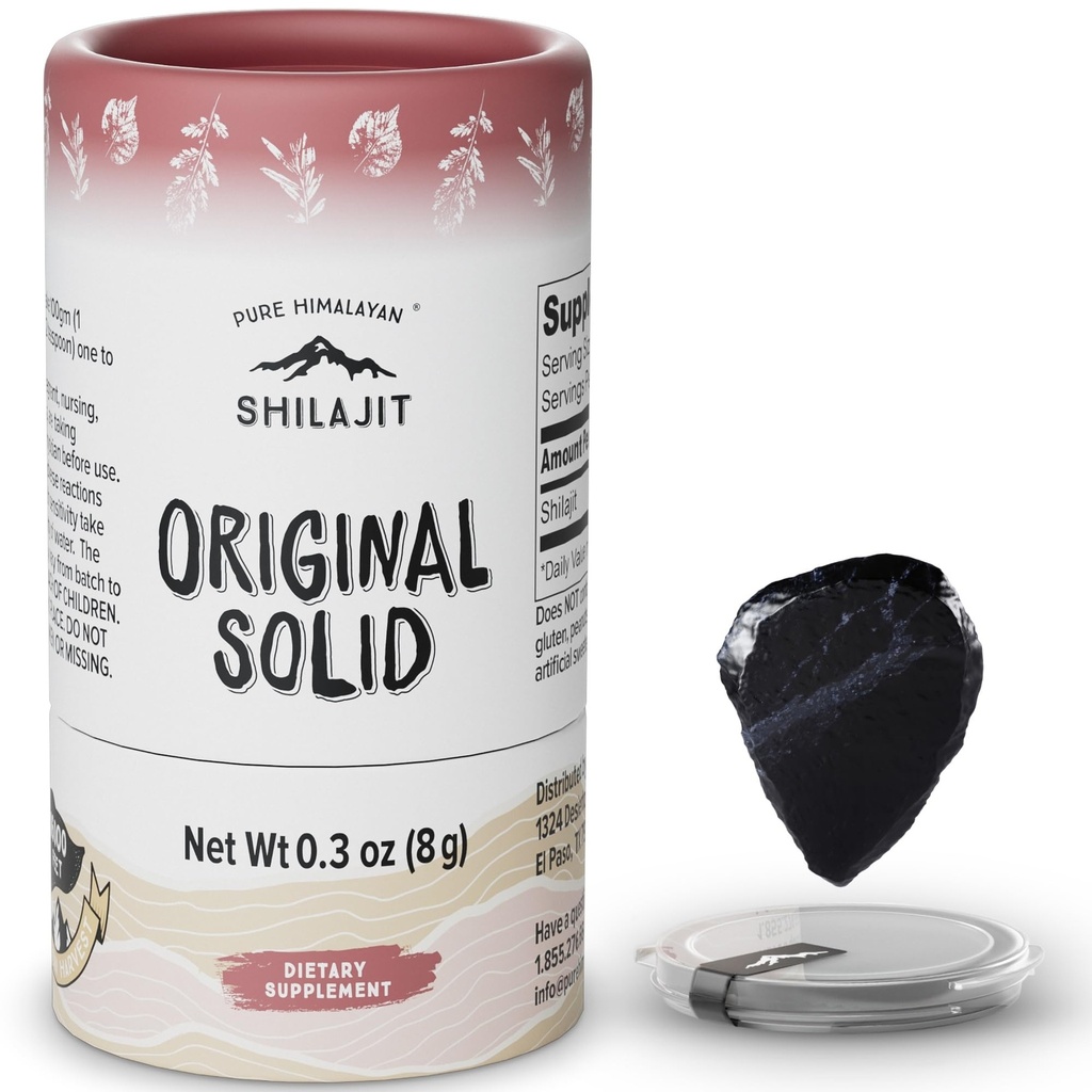 Pure Himalayan Shilajit | 100% Pure Natural Shilajit Grade A Max Potency 85+ Trace Minerals & Fulvic Acid | 3rd Party US Lab Tested | Immune Support Supplement - Men and Women | Original Solid (8g)