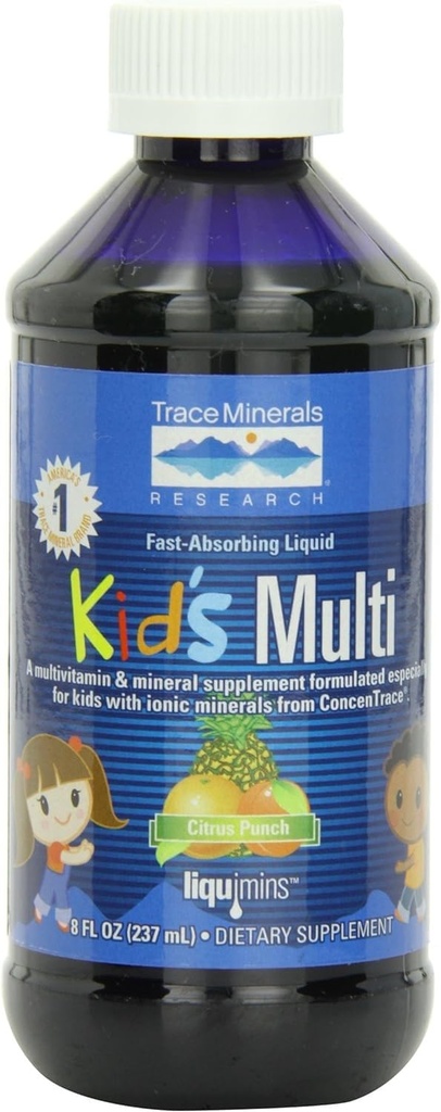 Trace Minerals Kid's Multi - All Body Health Supplement for Children - Easy-to-Drink Sıvı Supplement with Essential Nutrients - Immune & Bone Health Support - Citrus Punch, 8 fl oz (48 hizmet)