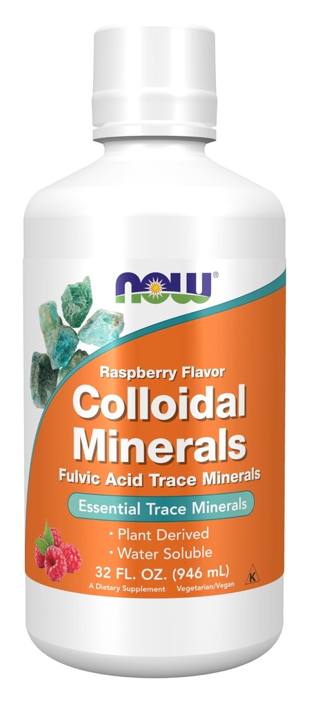 NOW Foods Supplements, Colloidal Minerals Liquid, Plant Derived, Essential Trace Minerals, Raspberry, 32-Ounce