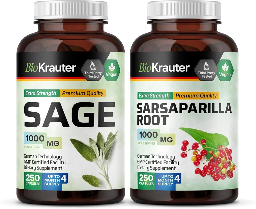 BIO KRAUTER Sage 250 Κάψουλες & Sarsaparilla 250 Κάψουλες