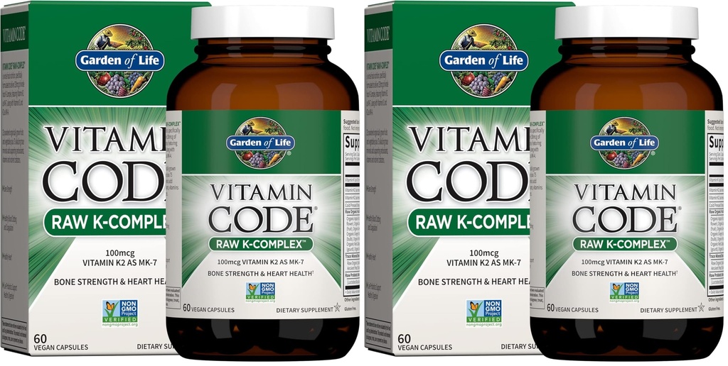 Life Vitamin K2 ve K1, Vitamin Kodu Vegan K Kompleksi Bone Strength and Heart Health, Omega Rich Flax Seed Oil, Trace Minerals, Probiyotiks, 60 Day Supply, (Pack of 2)