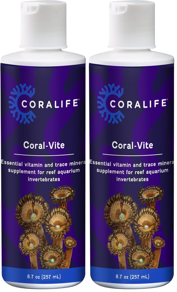 Coralife Saltwater Fish Tank Aquarium Coral-Vite Liquid Essential Vitamin ve Trace Mineral Supplement for Reef Aquariums, 8 oz (Pack of 2)
