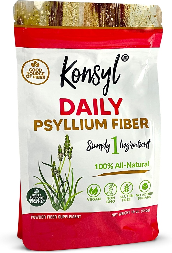 Konsyl Daily Psyllium Fiber Toz | 100% All-Do Doğal Psyllium Husk for Gut & Digestive Health | No Sugar, No Fillers 90 Serviss (540g)