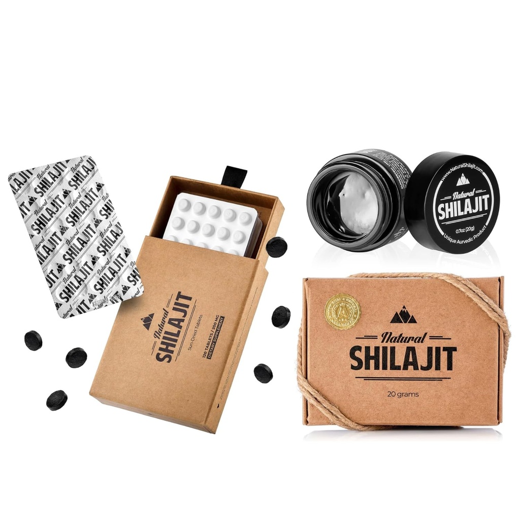 Doğal Shilajit Tabletleri - 120 Kont, Güneş, Erkekler ve Doğal Shilajit Giyim için %100 Saf Shilajit - Fulvic Acid & Trace Minerals ile Erkekler ve Kadınlar için Shilajit