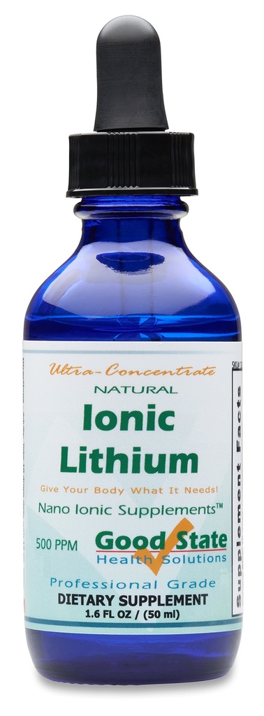 (Γυάλινο Μπουκάλι) Υγρό ιωνικό λίθιο Ultra Πυκνό (10 σταγόνες ισοδυναμούν με 500 mcg - 100 σερβιρίσματα ανά φιάλη)