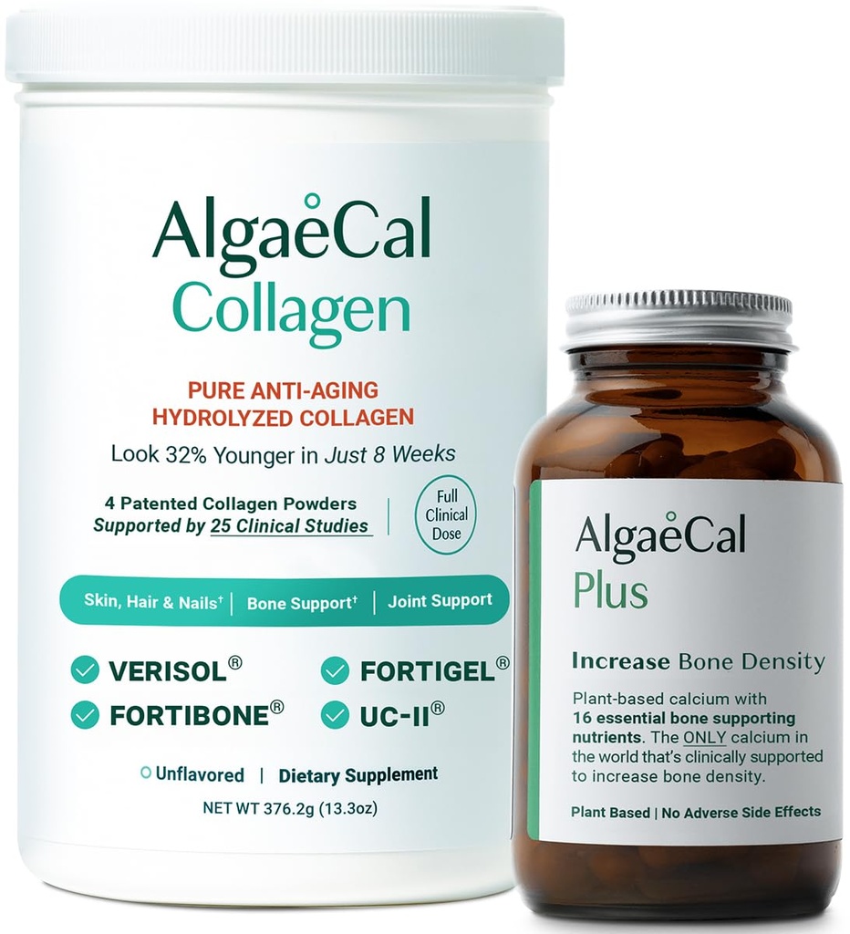 ALGAECALuba & Collagen Sche – Hydrolyzed Collagen, Forti Bone & Fortigel, Plus Vitamin D3, K2, Magnezyum & Trace Minerals for Bone Health & Anti-Aging