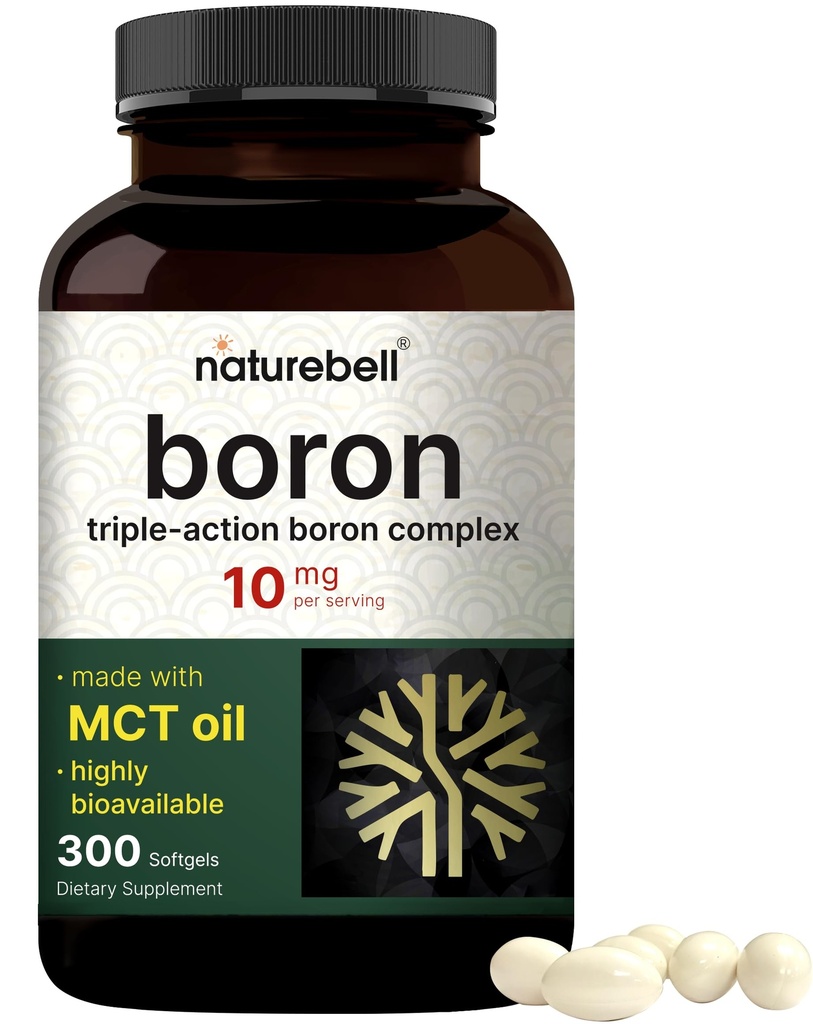 Boron 10mg, 300 Softgels με λάδι MCT 